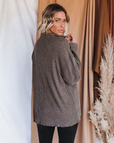 Trent Strickoberteil mit Kragen und Knopfleiste - Oliv-Mokka